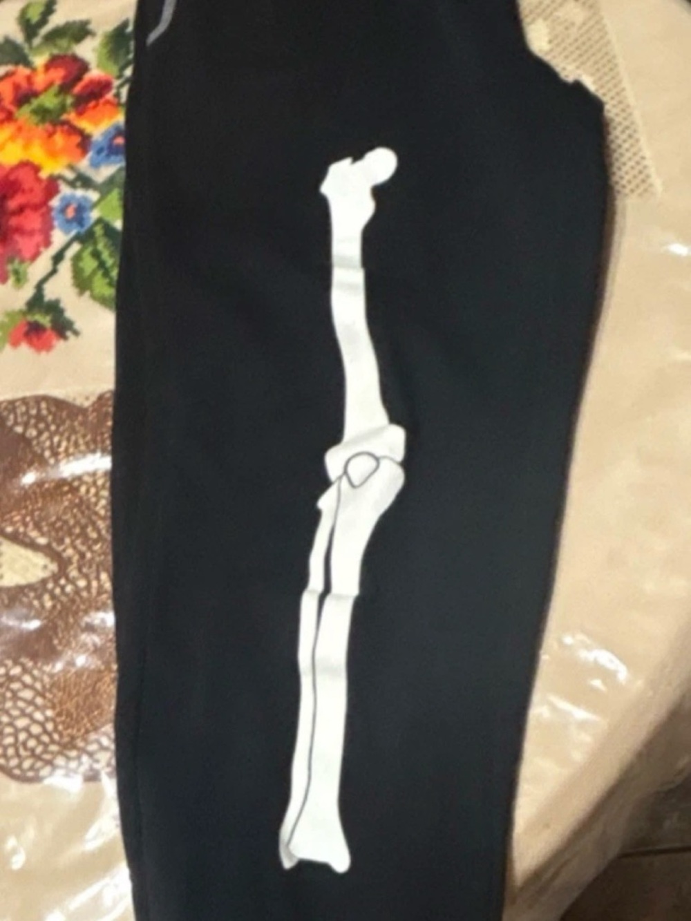 Forever 21 Black sweatpants  with White Skeleton Bone Print